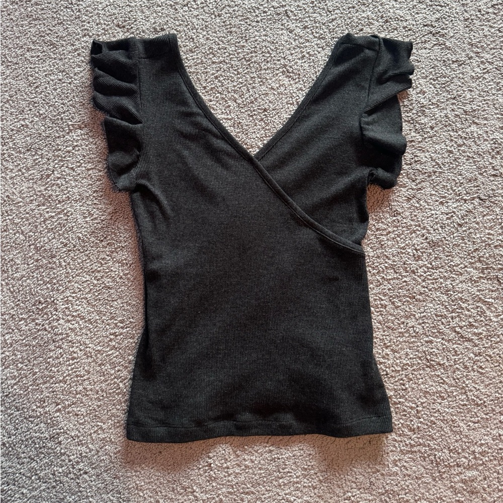 Chaser Criss Cross Ruffle Top